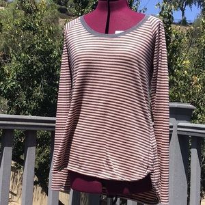 Calia by Carrie Underwood - Long sleeve Tee light orange and heather grey stripe